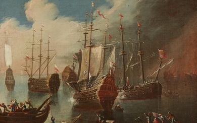 Italian School 17th century - Naval Battle Scene
