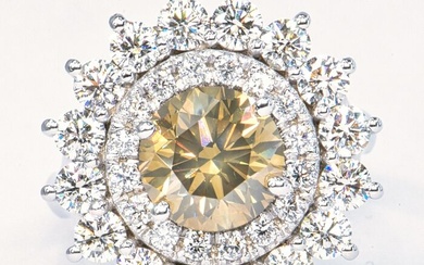4.67 ct IGI Natural Fancy Greyish Brown SI2 - 14 kt. White gold - Ring - 2.56 ct Diamond - Diamonds, No Reserve Price
