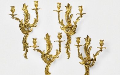 A set of four Louis XV fire-gilt bronze appliques