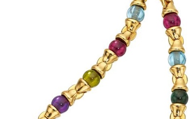 55065: Bvlgari Multi-Stone, Gold Necklace Stones: Peri