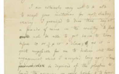 MENDELSSOHN BARTHOLDY, Felix (1809-1847). Autograph letter signed (‘Felix Mendelssohn Bartholdy’) to V[incent] Novello, 103 Great Portland Street, [London], 28 May [18]32.
