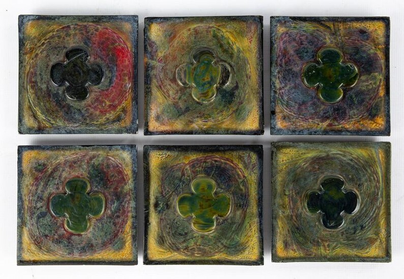 (6) Tiffany Studios Favrile Glass Tiles