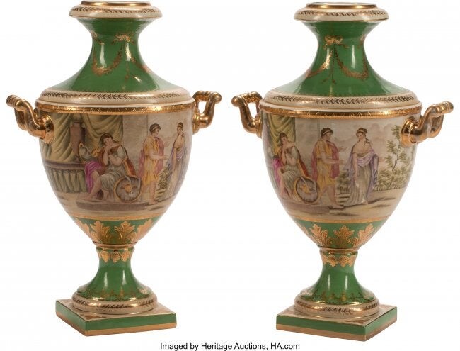61065: A Pair of Royal Vienna-Style Two-Handled Porcela