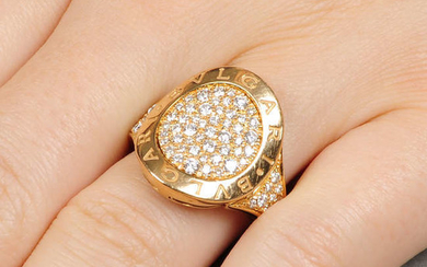 An 18ct gold diamond 'Bulgari Bulgari' ring, by Bulgari.