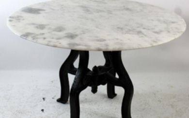 60" round marble table on iron base