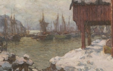 Anna Boberg, The port in winter, oil on canvas