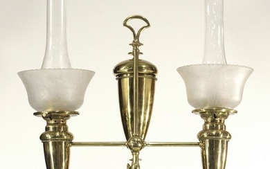 Antique Brass Double Shade Student Lamp Electrified