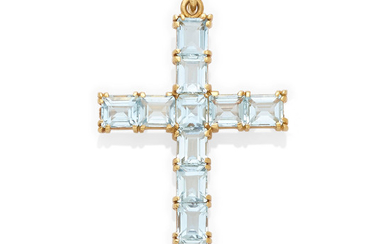 An aquamarine cross pendant,, Tiffany & Co.
