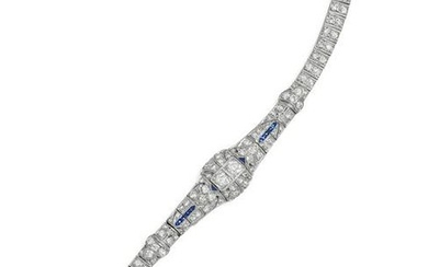An Art Deco Platinum, Diamond and Sapphire Bracelet