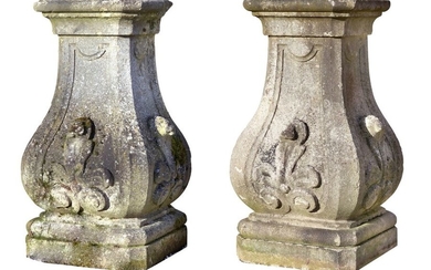 Dated from the 19th century, pair of molded stone …