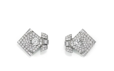 Diamond double clip-brooch, Cartier, 1930s