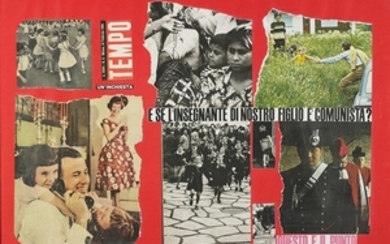MICCINI EUGENIO (1925 - 2007) Un'inchiesta. 1965. Collage su cartoncino. Cm...