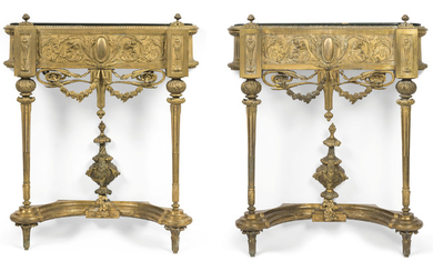 A PAIR OF FRENCH ORMOLU CONSOLE JARDINIERES, LATE 19TH CENTURY, OF LOUIS XVI STYLE