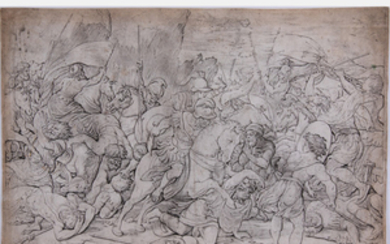 Gian Giacomo Karalis Caraglio, (ca. 1505-1565) - Battle Scene with a Shield and a Lance