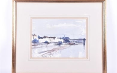 Ian Houston (born 1934) British 'Strand-On-The-Green', watercolour, signed to lower left corner, gallery label verso, 25...