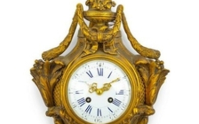 A Louis XVI Style Gilt Bronze Cartel Clock Hei