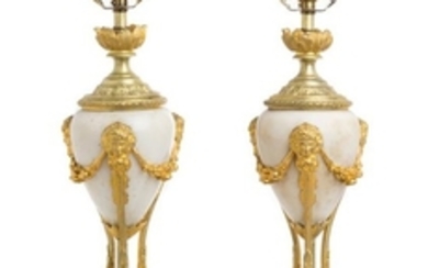 A Pair of Louis XVI Style Marble and Gilt Bronze Cassolettes