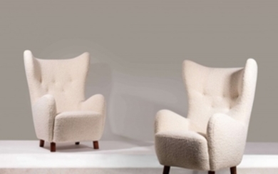 Mogens LASSEN 1901-1987 Paire de fauteuils à haut dossier dits "Wing chair" - Création 1930
