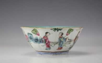 A Scalloped Famille Rose FIGURAL Offering Bowl with