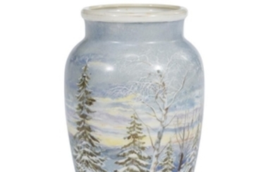 A Soviet porcelain vase with winter landscape Lomonosov State...
