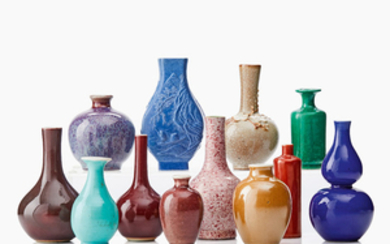 Twelve Chinese miniature vases