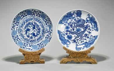Two Chinese Blue & White Porcelain Dishes