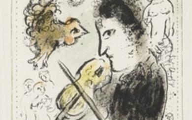 VIOLINIST WITH COCK (MOURLOT 1000), Marc Chagall
