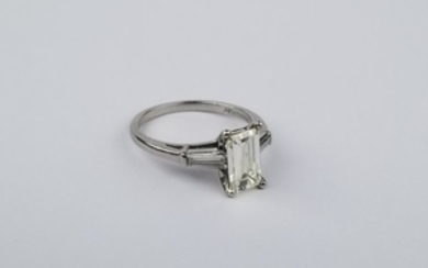 1.3ct Emerald Cut Platinum Diamond Ring
