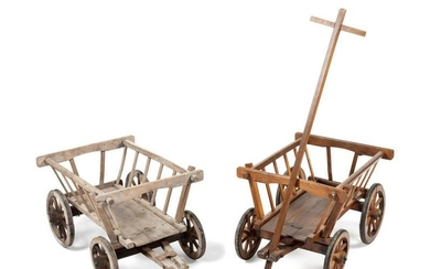 Two Children's Wagons largest height 16 1/4 x length 27