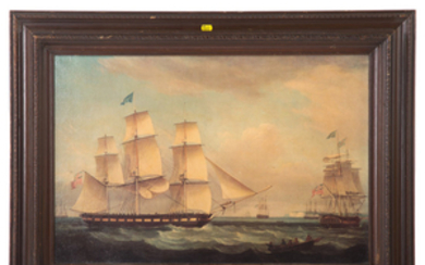 British Ships in Harbor, Giclee on Canvas