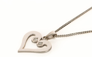 687534 Brilliant heart pendant with white gold necklace