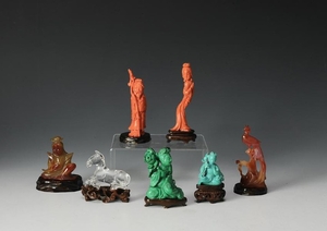 (7) Chinese Carved Stone Figures and Animals