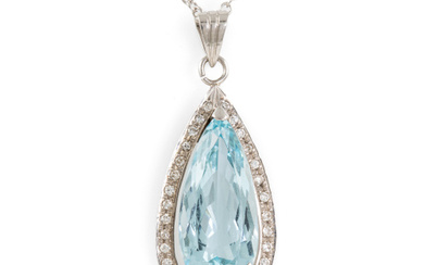 7.46ct Aquamarine & Diamond Pendant