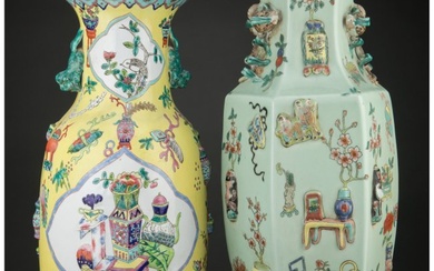 78065: Two Large Chinese Porcelain Vases Marks: six-cha