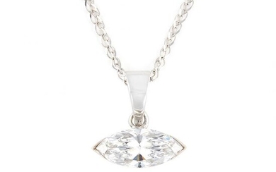 White Gold and Treated Diamond Pendant with Chain Necklace