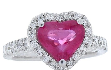 2.19 Carat Heart Shape Ruby and Diamond Cocktail Ring