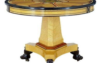 1970's BIRCH AND SIMULATED INLAY CENTER TABLE