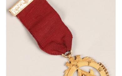 9ct gold masonic medal, presented to M,E,C, David Carnagie b...