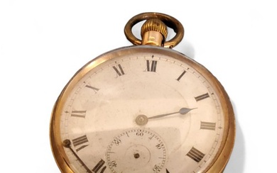 A 14ct gold cased open face pocket watch, crown wound, unsig...
