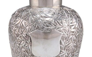 A 19TH CENTURY CHINESE SILVER JAR AND COVER, by