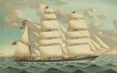A 19TH CENTURY CHINESE TRADE OIL ON SAILCLOTH the