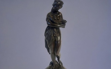 A 19TH CENTURY CONTINENTAL BRONZE FIGURE Classical form maid...