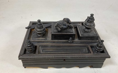 A 19th century Anglo-Indian ebony desk stand for restoration, 26...
