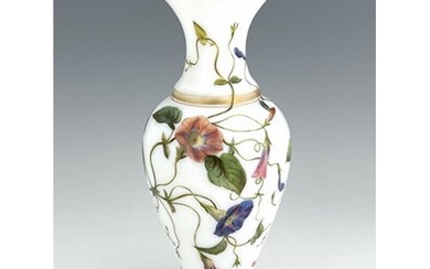 A 19th century French white opaline glass vase, baluster for...