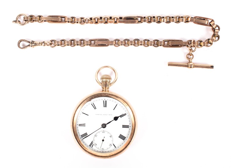 A 9ct gold open faced pocket watch by Samuel Edgcumbe