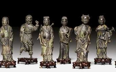 A BRONZE GROUP OF THE EIGHT IMMORTALS.