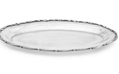 A COLUMBIAN SILVER COLOURED OVAL SALVER, STAMPED GH over S AND 0900