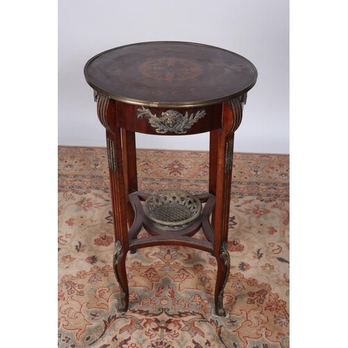 A CONTINENTAL KINGWOOD MARQUETRY AND GILT BRASS MOUNTED TABL...