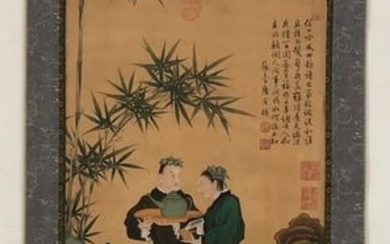 A Chinese Ink Painting Hanging Scroll By Liu SongNian