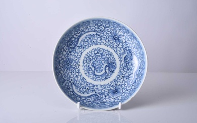 A Chinese blue and white 'Nonya' type dish, 19th century